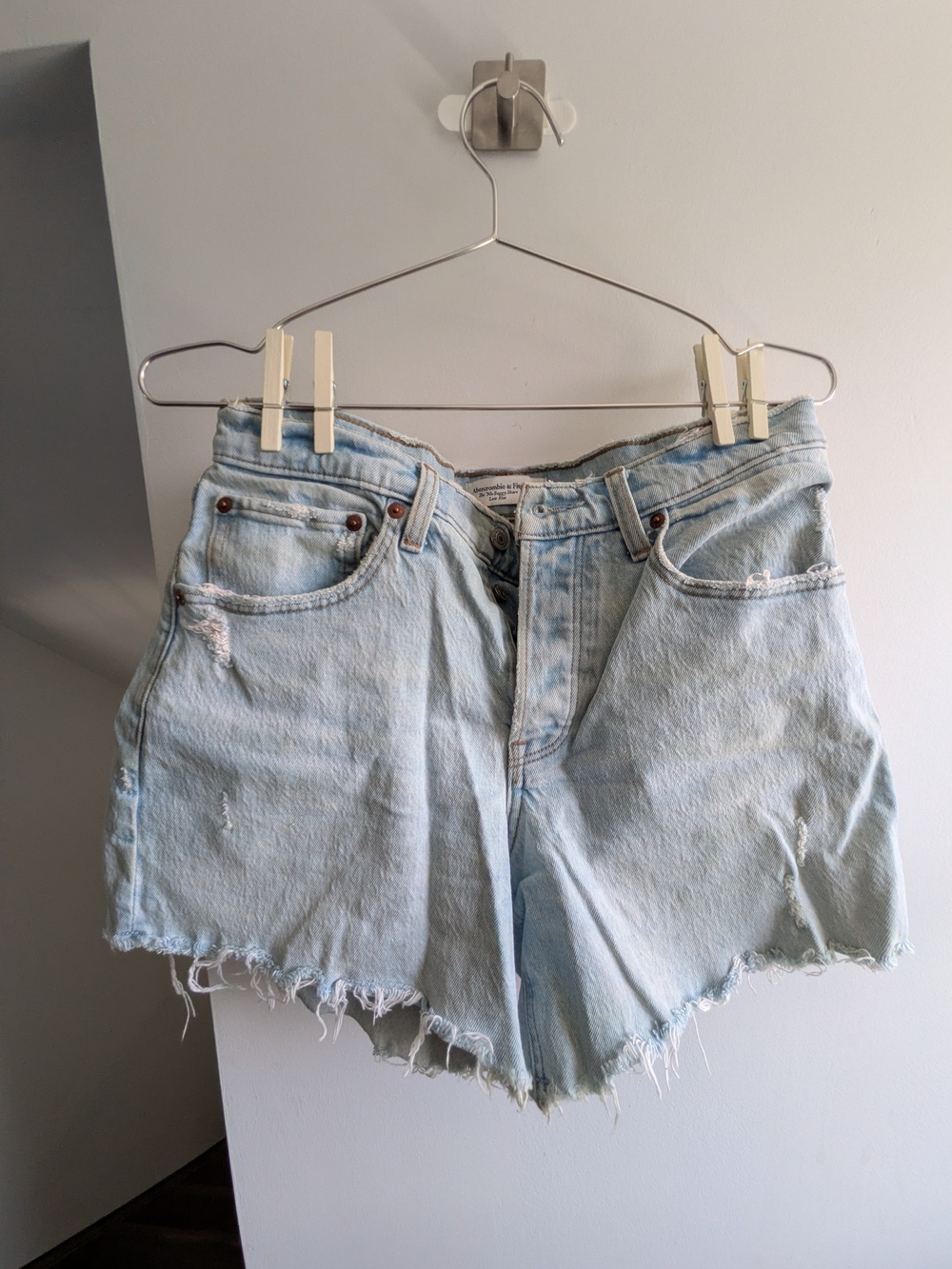 Abercrombie & Fitch Light Blue Distressed Denim Shorts